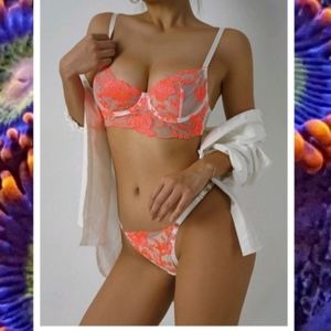 Floral Lingere Set - Orange